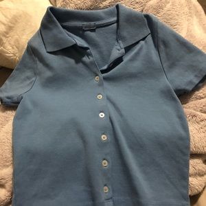 brandy melville blue button up collard shirt